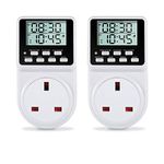 ORIDGET 24 Hour Digital Electric Timer Plug Socket UK with On-Off Repeat Cycle Timer, Daily Program and Countdown for Lights and Home Appliances, 13A / 240V (2 Products in One Packing Box)