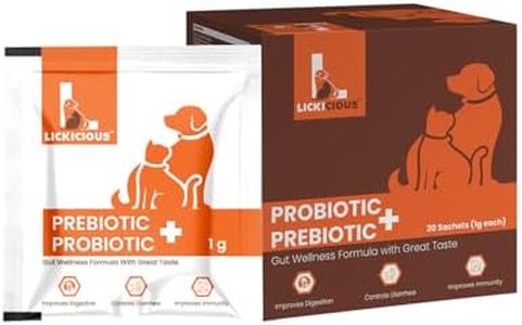 LICKICIOUS Pre & Probiotics for Dogs & Cats, 20 Sachets | Gut Health Supplement for Indigestion, Diarrhea, Improved Immunity & Healthy Gut Flora | Digestive Enzymes & Vitamins for Better Digestion