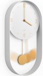 Driini Modern Pendulum Wall Clock - Decorative and Unique Metal Frame, with 8 Inch Face - Contemporary, Minimalist Design, with Silent Non Ticking Operation - Includes Both White and Gold Pendelum