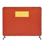 VEVOR Welding Screen with Frame, 6' x 8' Welding Curtain Screens, Flame-Resistant Vinyl Welding Protection Screen with 4 Swivel Wheels (2 Lockable) & Transparent Window for Workshop/Industrial, Red