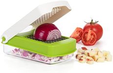 Starfrit Onion Chopper - One-Push Dicing- Slicing - Stainless Steel Blades - 500ml Container - Green