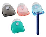 DS. DISTINCTIVE STYLE Razor Holder 4 Pieces Plastic Shower Shaver Hooks with Suction Cup Bathroom Razor Wall Mount Hanger for Smooth Surfaces