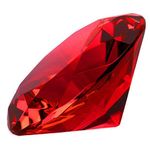 Kebica Crystal Glass Faceted Diamond Shape Clear Finish Paperweight Home Decor Gift (3 Inch) (Red)