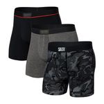 Saxx Men's Underwear - Vibe Super Soft Boxer Brief 3 Pack with Built-in Pouch Support - Underwear for Men, Fall