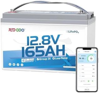 Redodo 12V 165Ah LiFePO4 Battery with Bluetooth, 165A BMS, 2112Wh, Group 31 Lithium Battery with 1.65X Longer Lasting, Perfect for RV, Marine, Solar