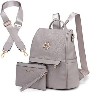 MKP Women Fashion Backpack Purse Multi Pockets Signature Anti-Theft Rucksack Travel Ladies Shoulder Bag Handbag 2Pcs