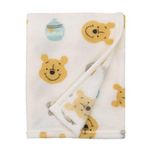 Disney Winnie The Pooh, Ivory, Yellow And Aqua Super Soft Plush Baby Blanket, Ivory, Yellow, Aqua