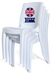 Plastic garden chairs -Extra-strong, Durable, UV Resistant, Stackable - Indoor or Outdoor - Garden, Dining, Kitchen, Patio, Deck, Balcony, Lawn or Office Premium Plastic (White), Standardd (PGCW)