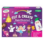 SparkLPlay Scissor Art & Craft Activity, Cut & Create- Wonderland. Unicorn Princess Rainbow Snowman. Learn Scissor Skills, Activity Book. Creative Fun DIY Toy, Gift for Girls & Boys Ages 4,5,6,7,8,9