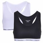 Calvin Klein Girl's Bralette Bustier, White (White/Black 908), 164 cm (Manufacturer size: 12-14)