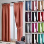 John Aird Thermal Energy Saving Blackout Tape Top Curtains - Matching Tiebacks Included (Coral, Cushion Cover 17" x 17" (Single))