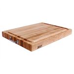 Boos Block BBQ Chopping Board - Stainless Steel Side Grips - Juice Groove - Butchers Block Chopping Board - North American Hard Maple - Meat Carving Board - 24 x 18 x 2,25 Inches