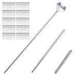 Famgee Aquarium Fish Tank Tools Kit Stainless Steel Algae Cleaning Scraper Razor Cleaner with 10 Pcs Blades (26 Inch)