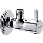 Cera Garnet Quarter Turn F2002201 Brass Angle Cock with Wall Flange (Silver)