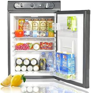 Propane Fridge LPG 12V 3 Way Fridge 2.1 Cu.ft Outdoors Refrigerator Gas Refrigerator without Freezer Propane/240V/12V Fridge for Camping, RV, Black