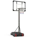 Portable Basketball Hoop Goals Outdoor System, 3FT to 7FT Height Adjustable Kids Basketball Stand Freestanding for Indoor Outdoor w/Steel Frame Backboard, Removable Fillable Base, Weather-Resistant