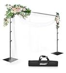 EMART Backdrop Stand, 6.3x10 ft Adjustable Photo Background Stand Pipe and Drape Photography Frame Kit with Heavy Duty Metal Flat Base for Parties, Wedding, Video Studio, Birthday, Shimmer Wall