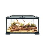 Reptile Growth Reptile Terrarium, 12" x 8"x 6" Reptile Tank with Top Sliding Door Screen Ventilation Glass Tank for Leopard Gecko Bearded Dragon Lizard snail stick insect tarantula gecko snake