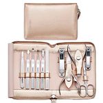 FAMILIFE Manicure Set Professional 11 in 1 Manicure Kit Christmas Gift for Women and Men Nail Kit Manicure and Pedicure Set Stainless Steel Nail Care Tools with Leather Case Travel Gift Box…