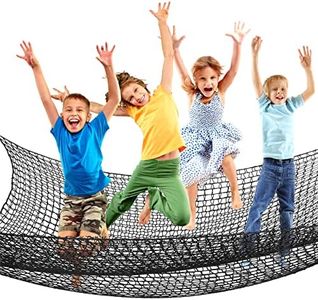Climbing Cargo Net 6.5 x 9.8 ft Large Kids Backyard Climbing Net Double Layers Playground Safety Net with Storage Bag for Monkey Bar, Treehouse Accessories (Black)
