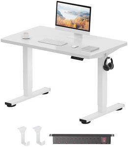FLEXISPOT ONE PIECE Electric Standing Desk Height Adjustable Standing Desk Sit Stand Desk Adjustable Desk Stand Up Desk for Home Office (100 * 60cm White Frame+ White Desktop)