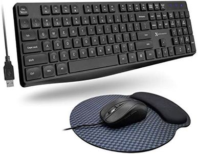 X9 USB Keyboard and Mouse Combo - Mouse Pad Included - Ergonomic Full-Sized Wired Keyboard and Mouse Combo - 104 Keys Computer Keyboard and Mouse with Wire for Desktop, Laptop, Windows PC - Black