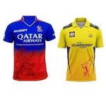 Virat 18 Bangalore Cricket Team Jersey & Chennai Dhoni 7 Cricket Team Jersey 2024 (Men,Kids,Boys) 2 Combo(11-12Years) Multicolour