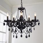 Saint Mossi Modern K9 Crystal Chandelier,Black Chandelier with 5 Lights,Contemporary Pendant Ceiling Lighting Fixture for Dining Room,Bedroom,Living Room,H19" x W19" with Adjustable Chain