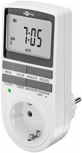 goobay - Temporizador Enchufe Digital - 10 programas Diarios - Toma de Corriente Temporizador Modo Aleatorio antirrobo -Incl. batería Reserva 100 días - 3680 W a 230 V (AC) y 16 A - 64900