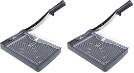 JIELISI Guillotine Paper Cutter Cutting Performance up to 12 Sheets,12 Inch Cut Length Heavy Duty Guillotine Paper Trimmer with Safety Guard and Blade Lock（Dark Gray） (Pack of 2)