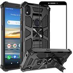 Ailiber Alcatel Axel(5004R) Case, Alcatel Lumos(DALN5023) Phone Case with Screen Protector, for Magnetic Car Mount, Kickstand Holder, Rugged Shockproof Bumper Armor Cover for Cricket Lumos-Black