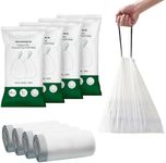 SONGMICS Trash Bags for 8-Gallon (30L) Trash Cans, 180 Count Drawstring Kitchen Garbage Bags, Pre-Separated, Liner Code 30A, 4 Rolls, White UKRB030A04