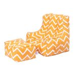 Ready Steady Bed Kids Bean Bag Chair With Footstool | Child Play Safe Soft Seat Playroom Sofa | Ergonomically Designed Toddler Armchair | Comfy Children Furniture (Zigzag)