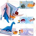 Richgv Soft Baby Books Toys 0-6-12 Months, Sensory Toy for Babies with Mirror, Crinkle Paper, Maze & Little Dinosaur,Early Development Travel Toy, Stroller Hanging Toy, Newborn Boy Girl Gift