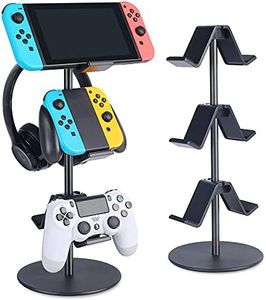 KELJUN Controller Stand 3 Tier,Headphone Holder, Multi Adjustable Game Controller Headset Hanger for All Universal Gaming PC Accessories, Xbox PS4 PS5 Nintendo Switch(Smart Black)