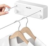 Mbillion Retractable Clothesline 13.8 Ft Stainless Steel Double Clothes line retracting Indoor Heavy Duty Retractable Laundry Line Wall Mounted (Double Line-White)