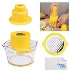 Corn Stripper/Potato Peeler and Fruit/Vegetable/Chocolate Grater with Measuring Bowl - Space Saving Design - Non Slip Silicone Bottom - Dishwasher Safe - No Electricity, No Noise