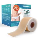 Silicone Scar Sheets - Extra Long (1.6'' x 200'' Roll - 5M) Reusable Silicone Scar Tape Roll, Soft and Breathable Scar Removal Silicone Strips for Surgical Scars, Healing Keloid, C-Section, Acne Scars