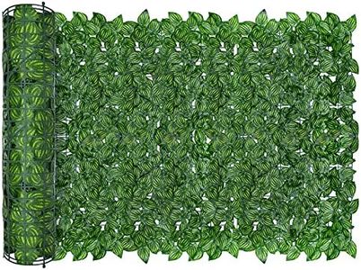 AGJIDSO Artificial Ivy Privacy Fence Screen(No Assembly Required), 120"x40" Artificial Hedges Fence, Anti-Ultraviolet Artificial Faux Ivy Hedge for Outdoor, Garden Decor, Watermelon Leaves