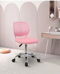 FEFE Kids Computer Desk Chair 40 x 38 x 85 cm Adjustable Low-Back Swivel Rolling Lightweight Study Armless Task Chair With Wheels And Mesh Padded Cushion (Pink)