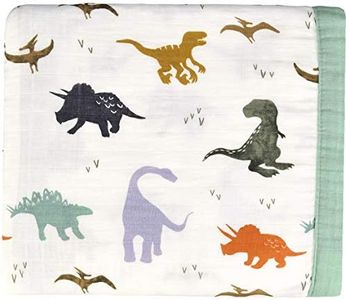 Little Jump Dinosaur Muslin Blanket Baby Quilt - Silky Soft and Breathable Crib Blanket for Daycare - Large 47" x 47" - 2 Layers Toddler Summer Blankets for Boys (Dinosaur)