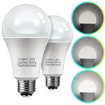 LOHAS 3-Way A21 LED Light Bulb 50/100/150W Equivalent, 5000K Daylight, Dimmable 3 Way LED Frosted Light Bulbs with E26 Medium Base for Floor Lamp, Night Stand Lamps, End Table, 600/1250/1850LM, 2Pack