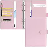 Toplive A5 Binder 6 Ring Personal Organizer Planner Binder Cover Makaron Pink Portfolio Folder for Women with Macaron Pink