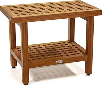 AquaTeak The Original 24" Grate Teak Shower Bench with Shelf