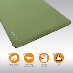 Vango Odyssey Double Self-Inflating Camping Mat, 10cm – Epsom Green