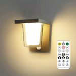 FLORNIA Outdoor LED Wall Light with Motion Senor, Dusk to Dawn Outdoor Lighting, Remote Control Outside Light Main Powered Pir, External Waterproof Warm White Lamp for Garden, Indoor IP44 4000K