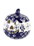 miah decor Navy Blue Off-White Fine Porcelain Pumpkin Candle Holder