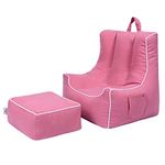 Ready Steady Bed Child Bean Bag Chair with Footstool | Ergonomically Designed Kids Armchair | Comfy Children Furniture | Toddler Play Safe Soft Seat Playroom Sofa (Pink)