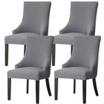 Gollense 4 Pieces Stretch Wingback Side Chair Covers, Spandex Jacquard Dining Chair Covers with Arms Washable Dining Room Chair Slipcovers with Arms Funiture Protector Home Decor (Dark Grey, 4)