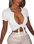 BORIFLORS Women's Sexy Tie Up Crop 